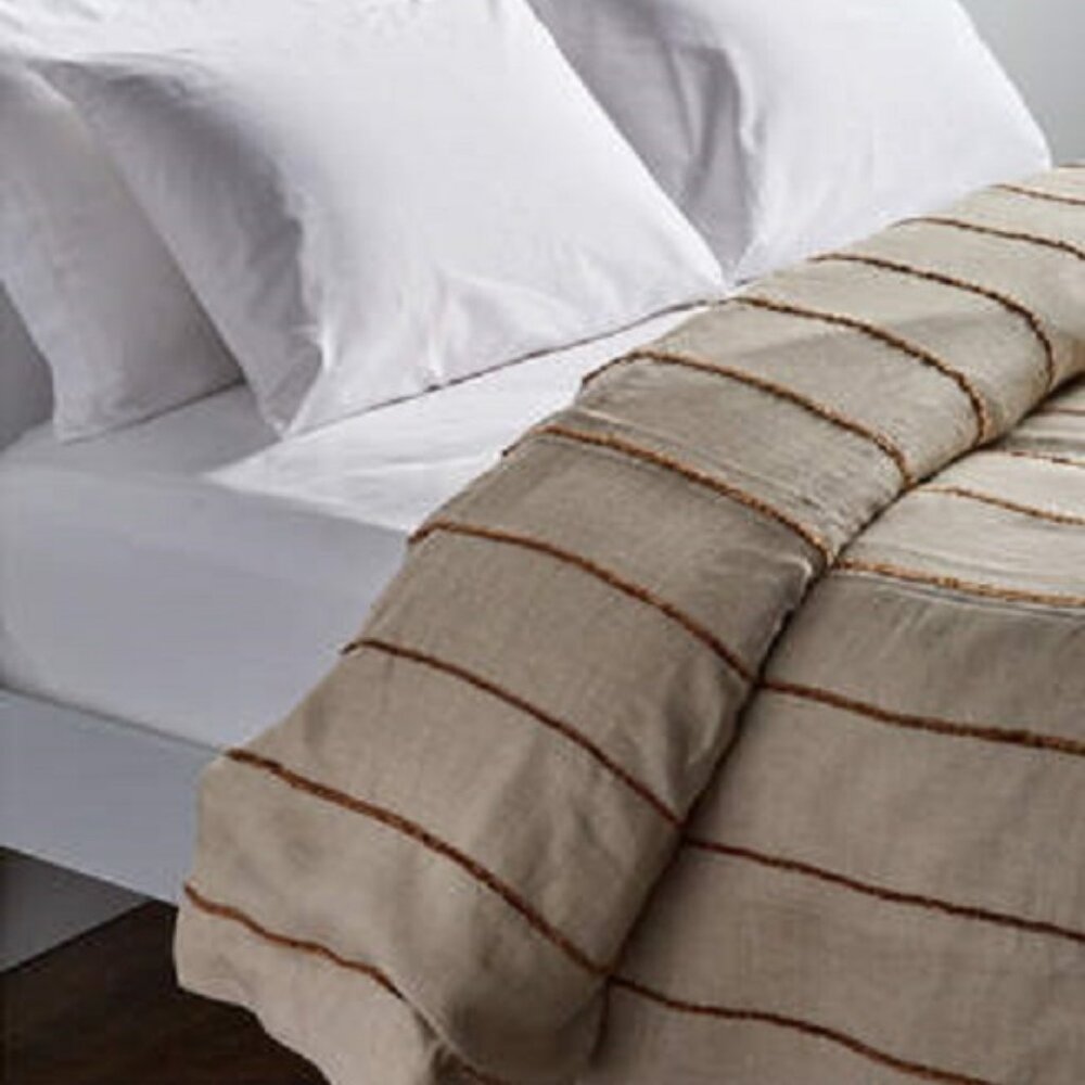 $1,325! NWT Ann Gish Cattail Amber Linen KING Duvet Cover ONLY